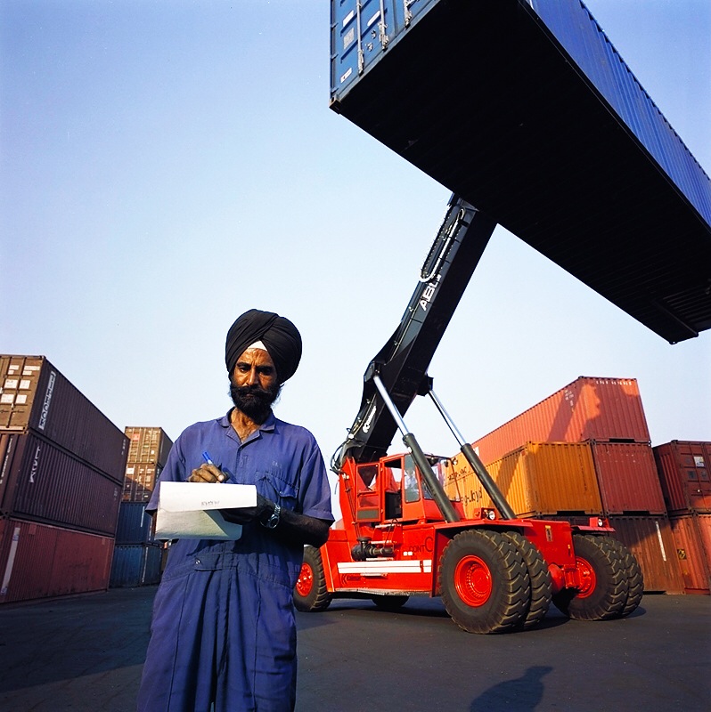 Containerhantering Mumbai Indien Kalmar Industries Fotograf Peter Steen