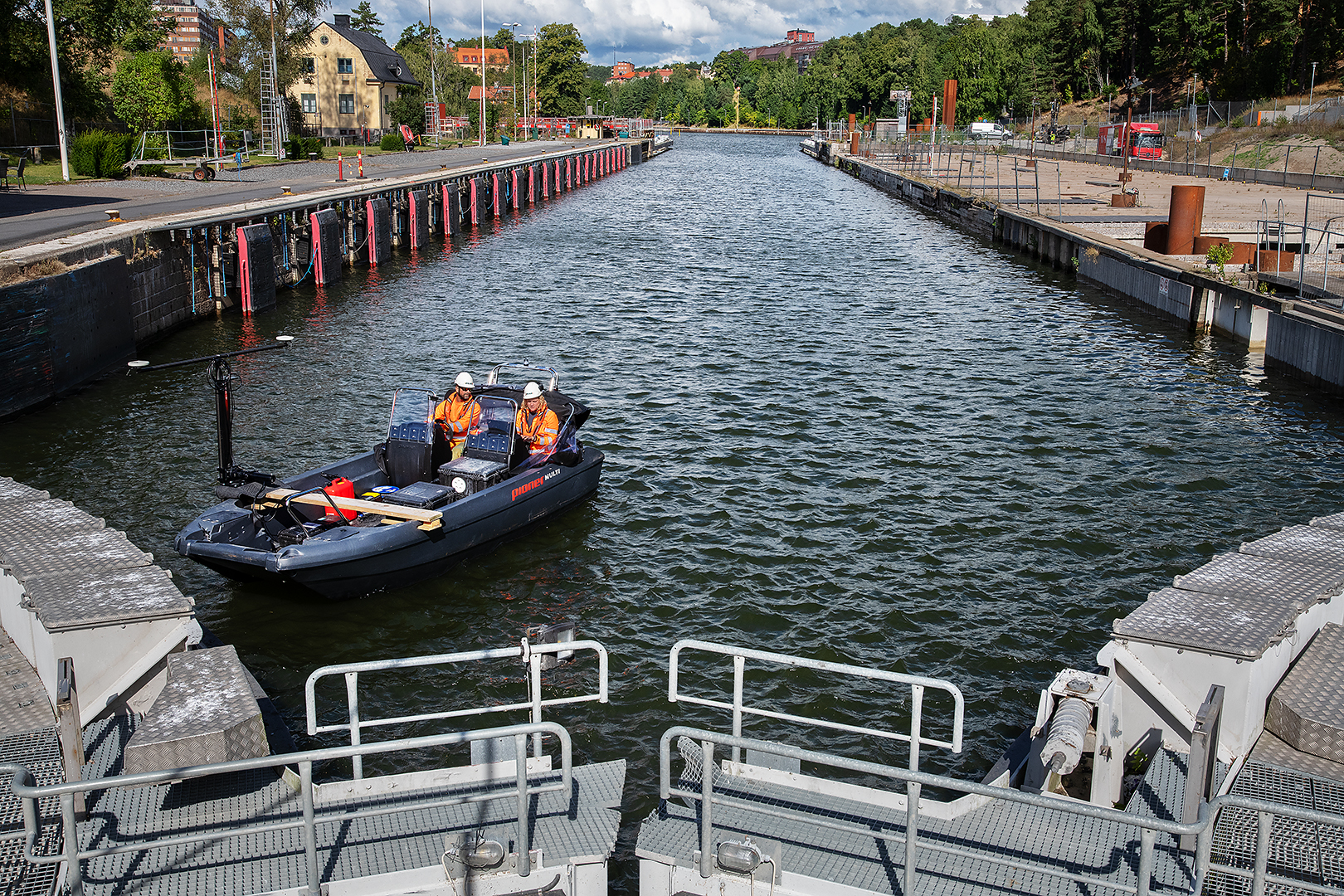 Sjömätning Södertäljeslussen, Peab Marin Fotograf Peter Steen